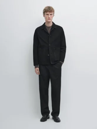 Veste en cuir suédé avec poches