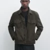 Veste en cuir suédé avec poches Veste en cuir suédé avec poches