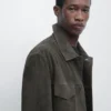 Veste en cuir suédé avec poches Veste en cuir suédé avec poches
