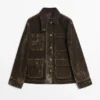 Veste en denim floqué avec détail au col Veste en denim floqué avec détail au col