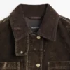 Veste en denim floqué avec détail au col Veste en denim floqué avec détail au col