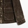Veste en denim floqué avec détail au col Veste en denim floqué avec détail au col