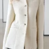 Veste en mélange de laine texturée avec boutons en strass