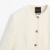 Veste en mélange de laine texturée avec boutons en strass