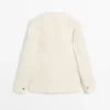 Veste en mélange de laine texturée avec boutons en strass