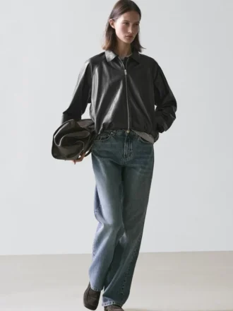 Veste oversize en cuir nappa