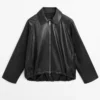 Veste oversize en cuir nappa Veste oversize en cuir nappa